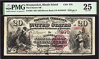 Woonsocket, RI Charter #970, Fr.494, 1882BB $20, 16497, Very Fine, PMG-25